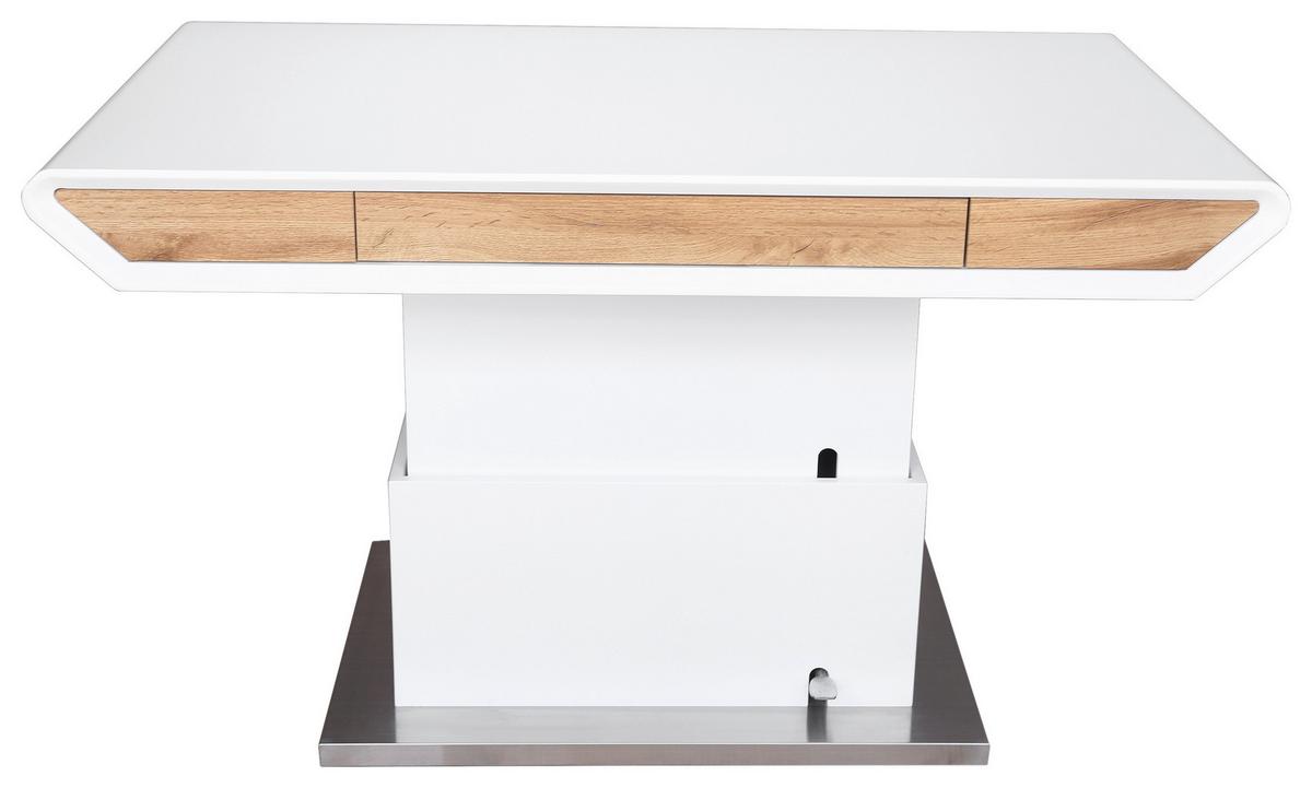 STOLIK KAWOWY TOLA - kolor dębowy/biały, Design, materiał drewnopochodny/metal (130/70/49,5-77,5cm) - Livetastic