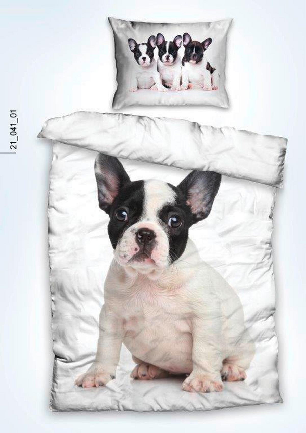 Ágyneműhuzat-garnitúra French Bulldog - fekete/fehér, Design, textil (140/200cm)