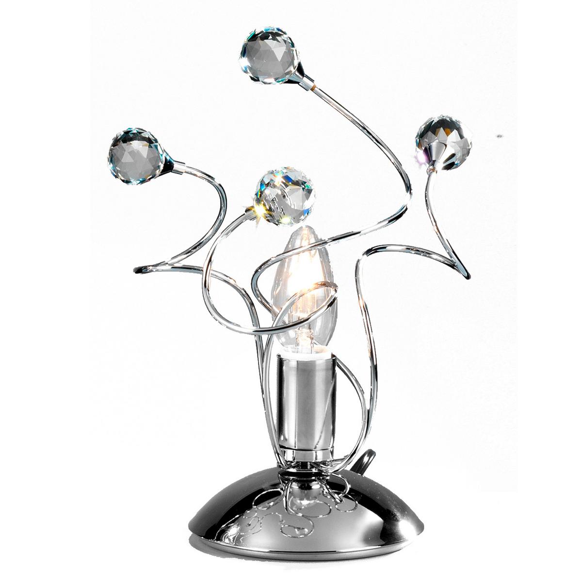 Kristall-Tischleuchte Trilly Chromfarben max. 6 Watt - Chromfarben, KONVENTIONELL, Glas/Metall (23/27cm)