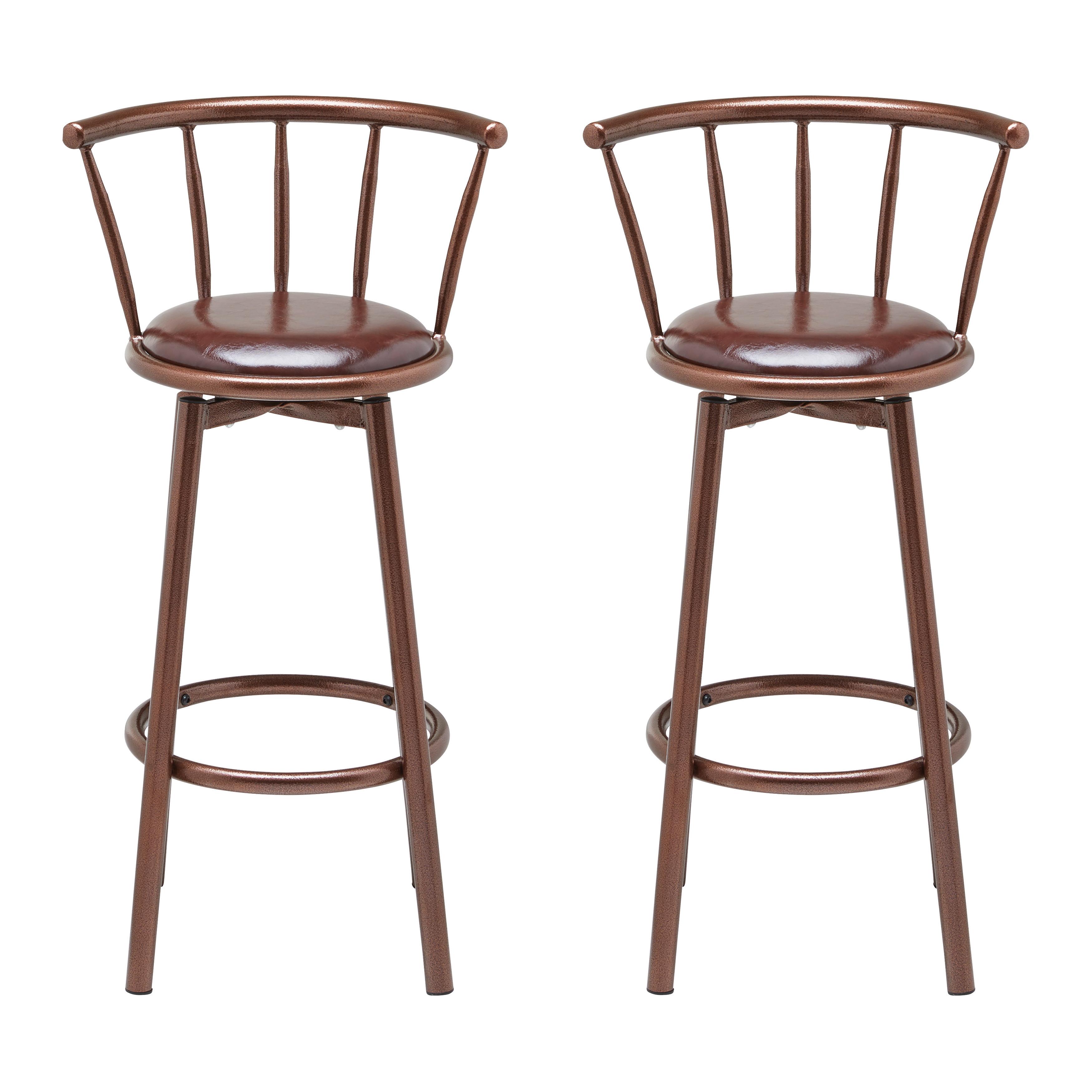 Barhocker-Set Fabio Braun Lederlook Gepolstert - Braun, MODERN, Holz/Textil (43/96/52cm) - Bessagi Home
