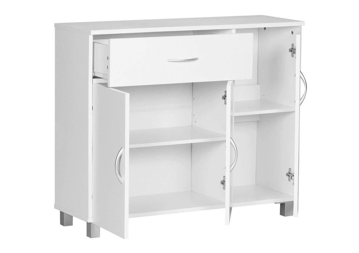 Sideboard Jarry ca. 90x75x30 cm Weiß - Alufarben/Grau, KONVENTIONELL, Holzwerkstoff (90/75/30cm) - MID.YOU