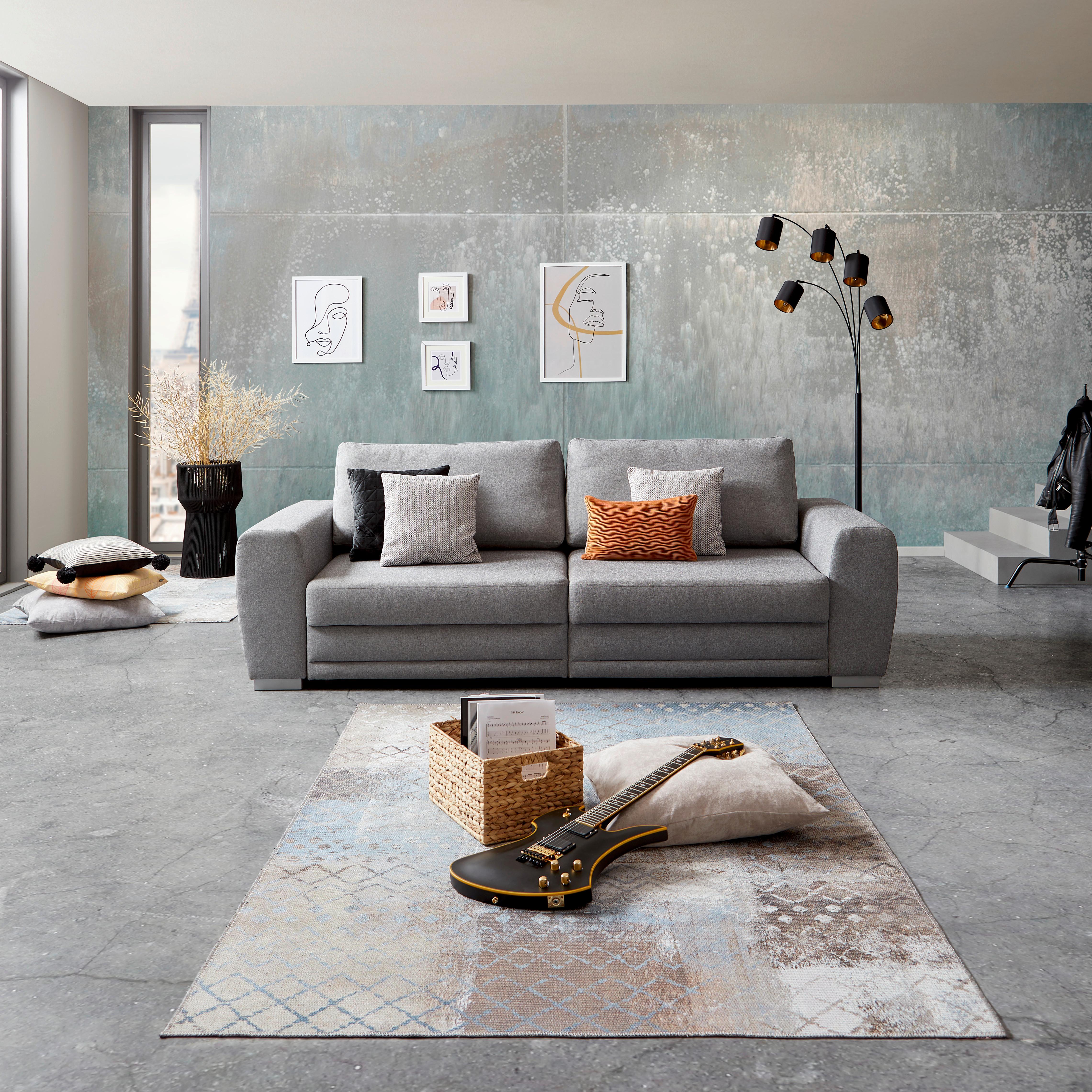 Trosjed Sa Ležajem Concord - siva/boje kroma, Design, tekstil/plastika (252/87/107cm) - Modern Living