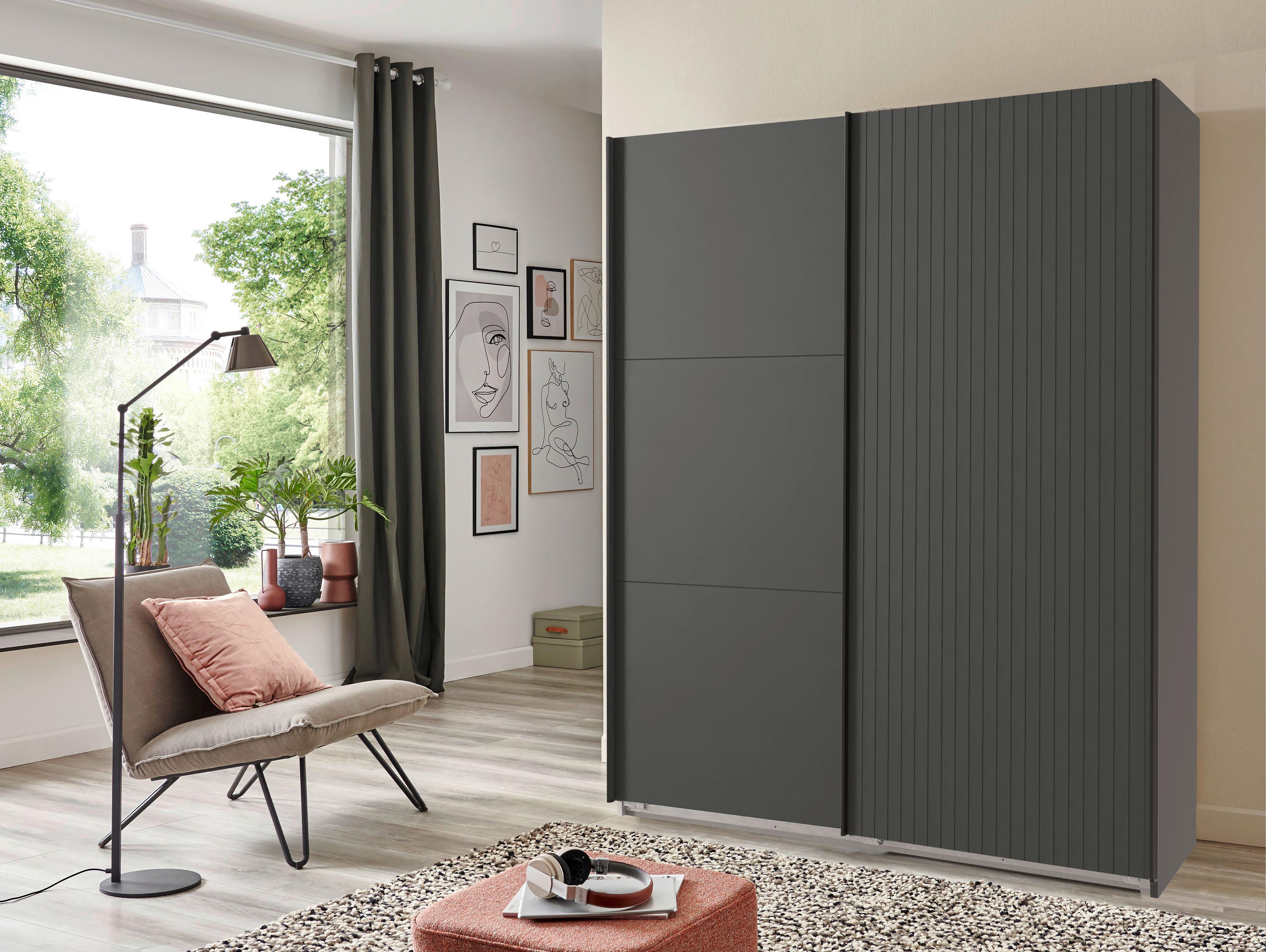 DULAP USI CULISANTE ANDORRA - grafit, Modern, material pe bază de lemn (200/216/65cm) - Modern Living
