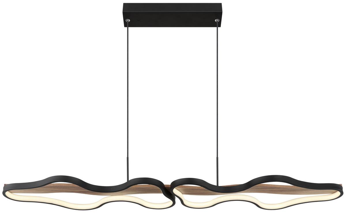 LED-HÄNGELEUCHTE 67181H1 - Dunkelbraun/Opal, Design, Holz/Kunststoff (112/25,5/150cm) - Globo