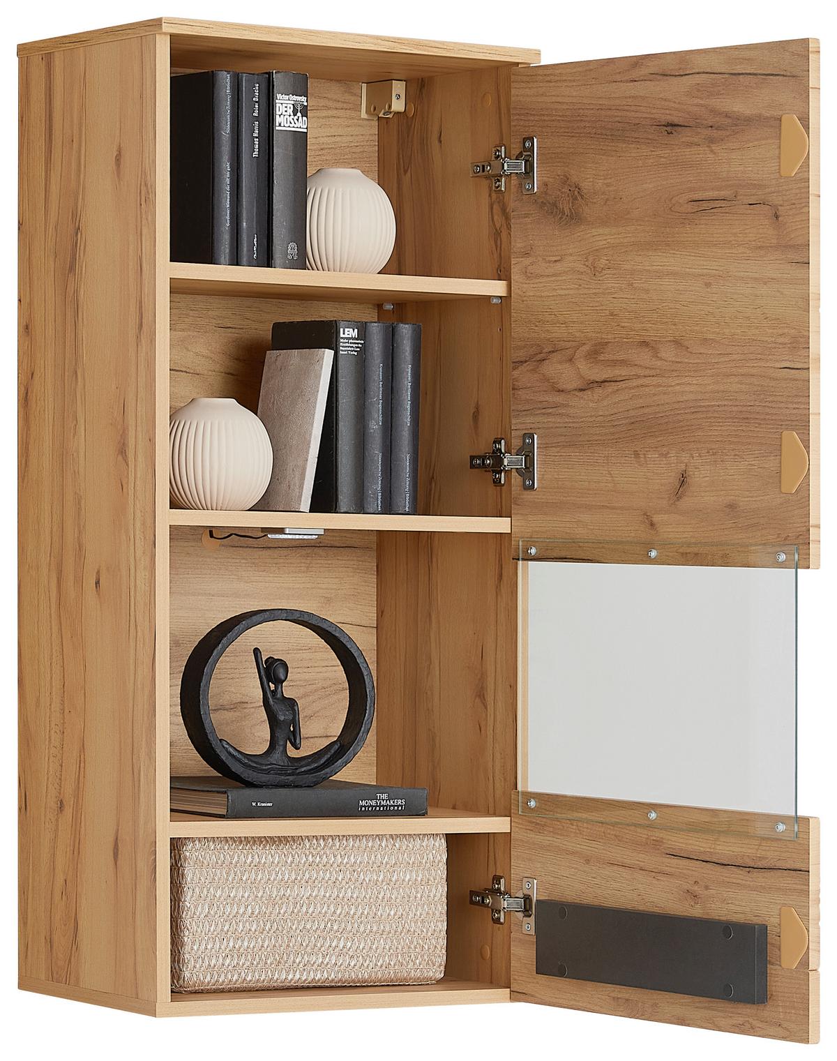 Vitrină suspendată ALANA - Modern, sticlă/material pe bază de lemn (46,9/103,8/33cm) - Modern Living