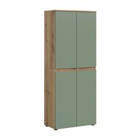 Garderobenschrank Scarpa Graugrün/Eiche - Eichefarben/Schwarz, Design, Holzwerkstoff/Kunststoff (70/175/37cm) - Livetastic
