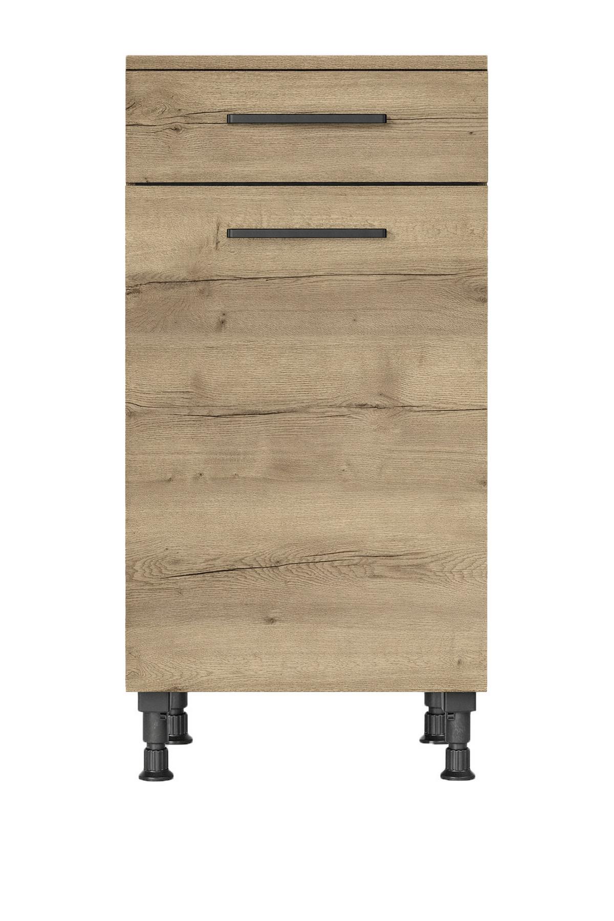 Schubkastenunterschrank Structura Eiche dunkel - Eiche dunkel/Schwarz, MODERN, Holzwerkstoff/Metall (30/87/56cm) - Nobilia