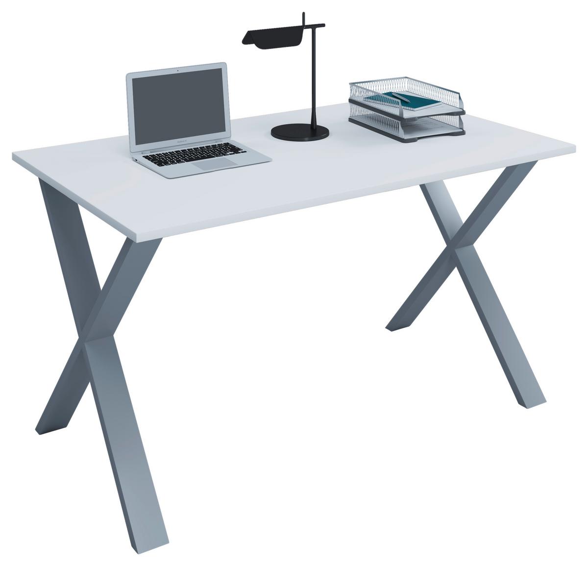 Pisalna Miza Lona, Bela, Srebrna, 110x80cm - srebrne barve/bela, Moderno, kovina/leseni material (110/80/76cm) - MID.YOU