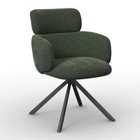 Armlehnstuhl Liora Grün Webstoff Drehbar Gepolstert - Schwarz/Grün, MODERN, Textil/Metall (57,5/84/61cm) - Bessagi Home