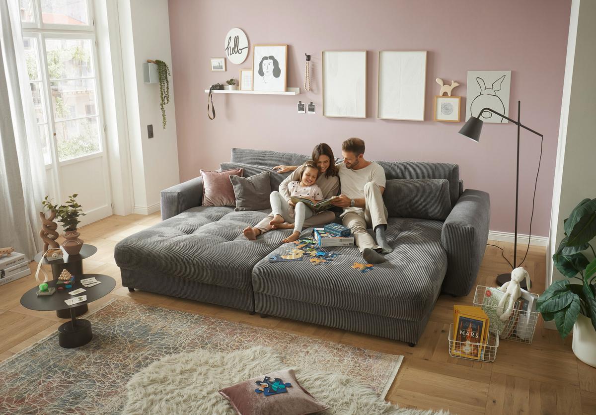 Bigsofa Barura Loveseat ca. 292x194 cm Anthrazit - Anthrazit/Schwarz, KONVENTIONELL, Holzwerkstoff/Kunststoff (292/90/194cm) - MID.YOU