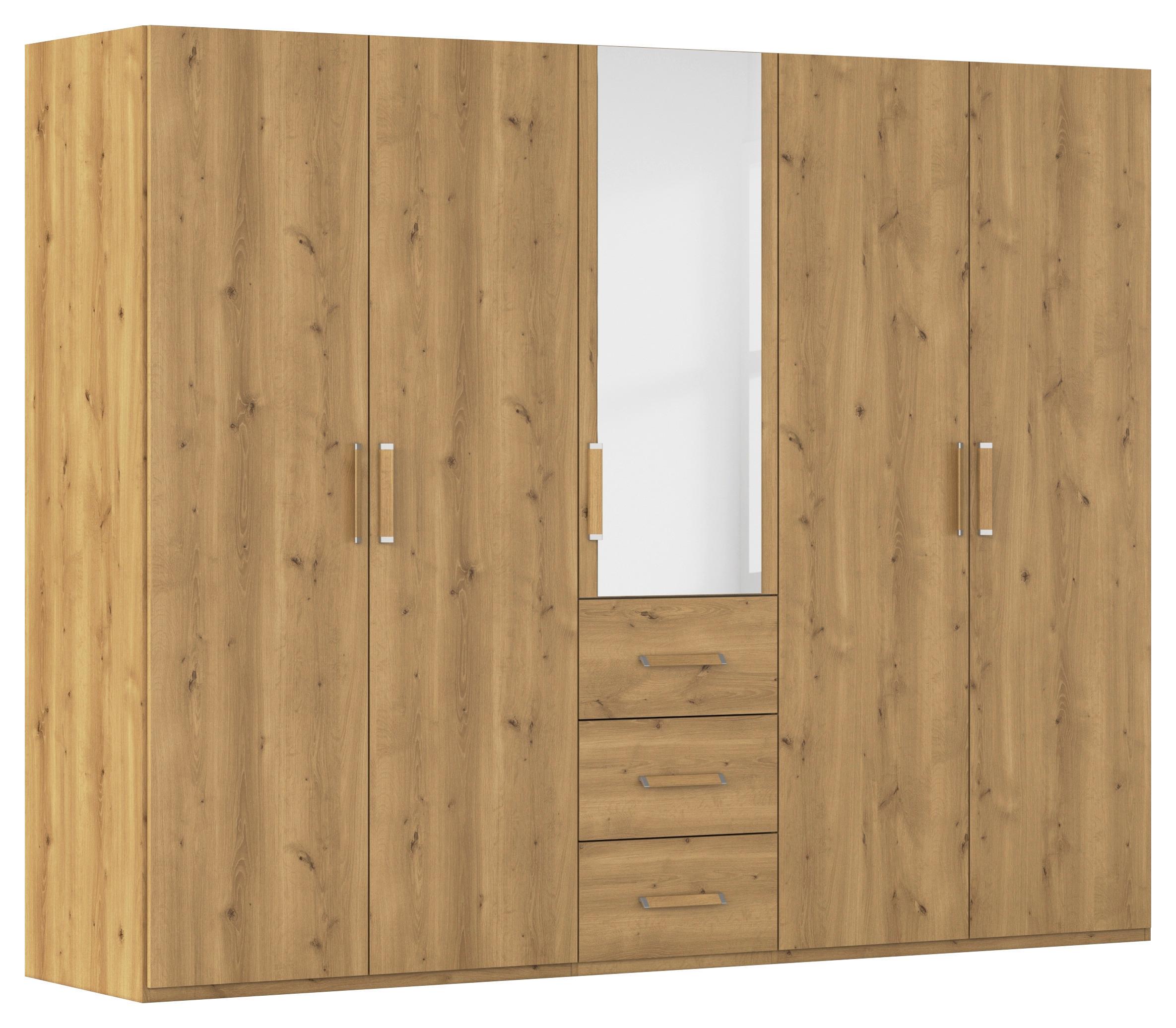 Omara S Klasičnimi Vrati Evelyn, Barva Hrasta - barve hrasta, Design, umetna masa/steklo (251/197/60cm) - Novel