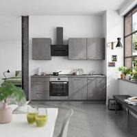 Küchenblock Riva High m. Geräten Schieferfarben - Schieferfarben/Edelstahlfarben, MODERN, Holzwerkstoff/Metall (240cm) - Nobilia