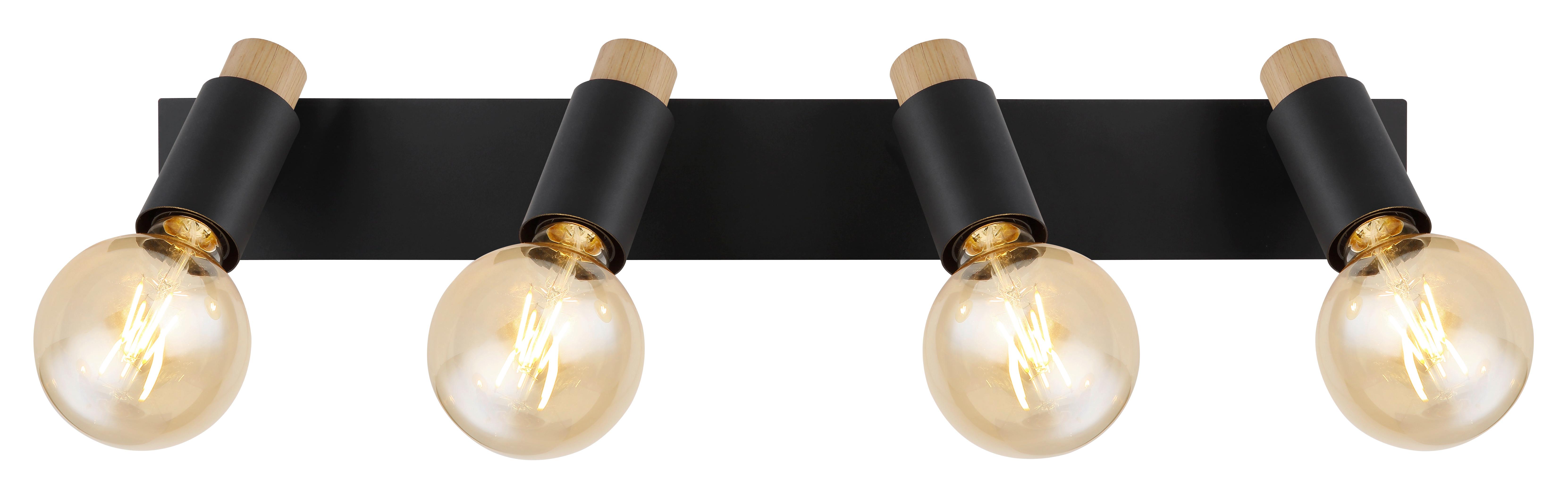 Strahler Matti Schwarz/Braun max. 40 Watt - Dunkelbraun/Schwarz, Design, Holz/Metall (65,5/8/14,5cm) - Globo