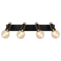 Strahler Matti Schwarz/Braun max. 40 Watt - Dunkelbraun/Schwarz, Design, Holz/Metall (65,5/8/14,5cm) - Globo