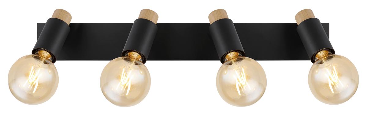 Strahler Matti Schwarz/Braun max. 40 Watt - Dunkelbraun/Schwarz, Design, Holz/Metall (65,5/8/14,5cm) - Globo
