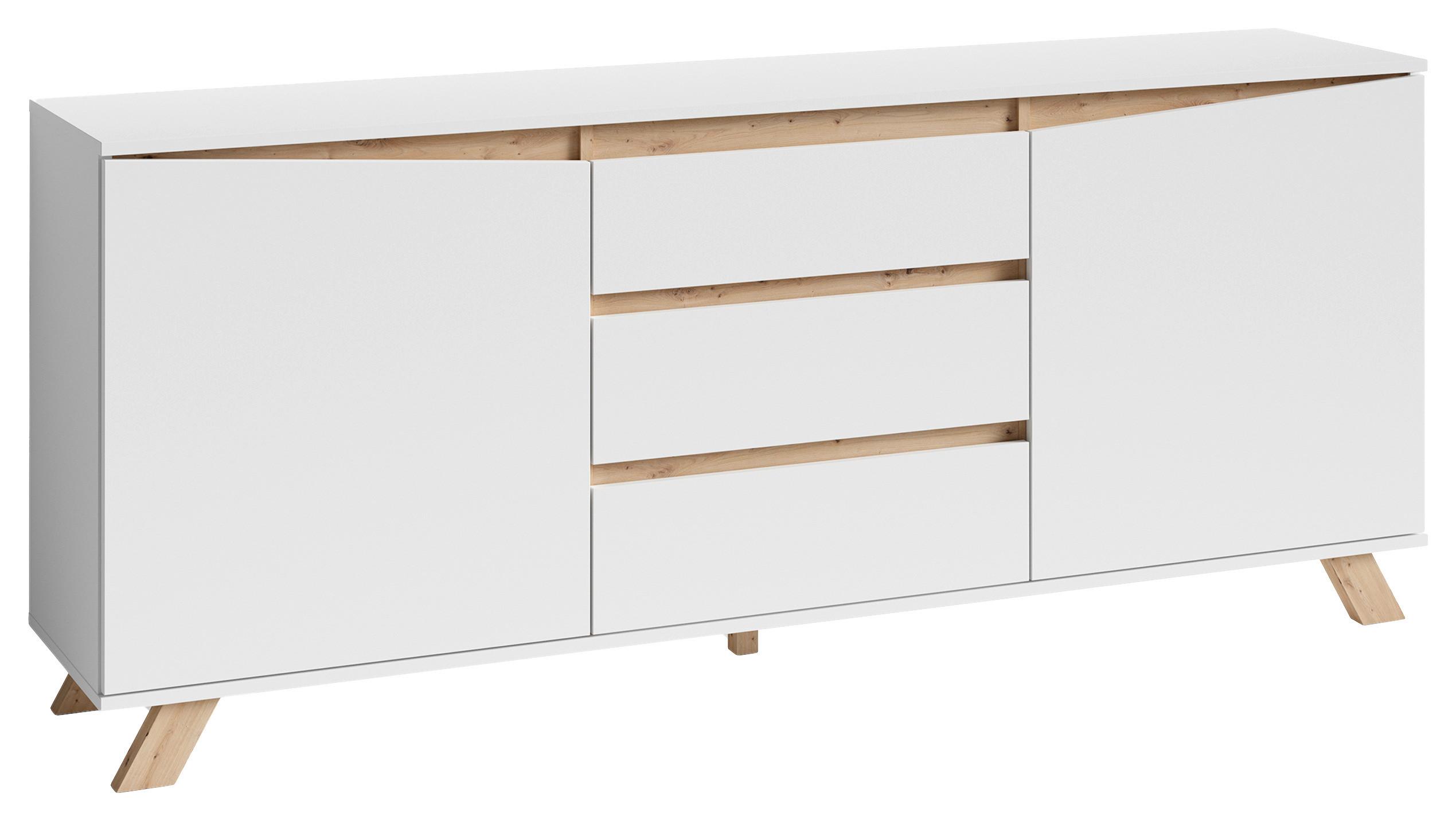 Sideboard Valentin in Weiss - Weiß/Eiche Artisan, MODERN, Holzwerkstoff (180/76/38cm) - MID.YOU