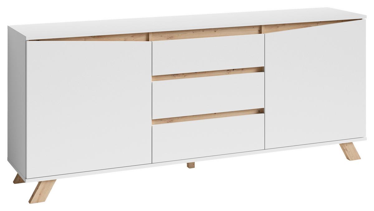 Sideboard Valentin in Weiss - Weiß/Eiche Artisan, MODERN, Holzwerkstoff (180/76/38cm) - MID.YOU