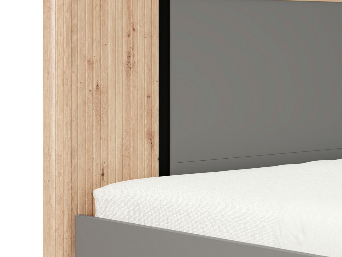 Ágykeret Fejvéggel Sinop - grafitszürke/fekete, Modern, faalapú anyag (180/200cm)