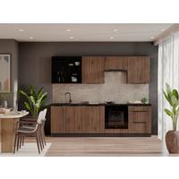 Blok Kuhinja Monza - boje oraha/crna, Moderno, staklo/drvni materijal (260/210/60cm) - Modern Living
