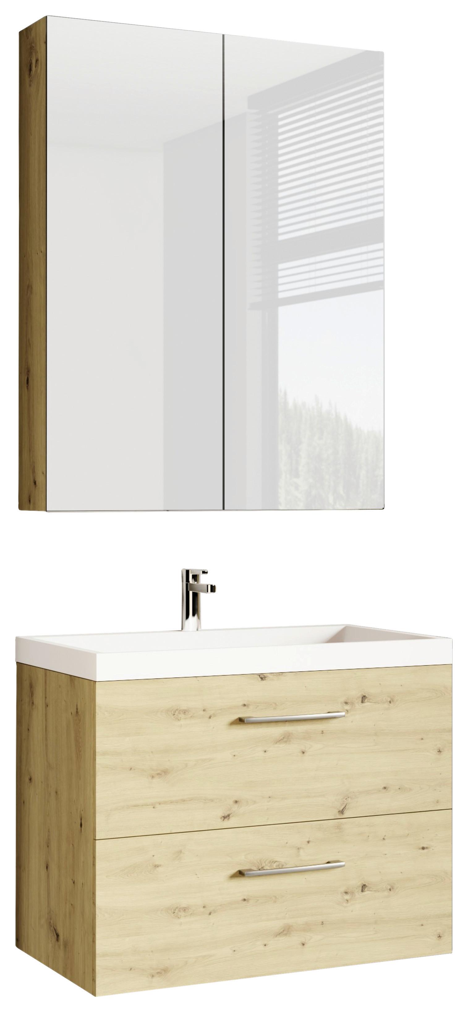 Mobilier de baie Nataly - stejar Artisan, Basics, material pe bază de lemn (60/118/44cm)