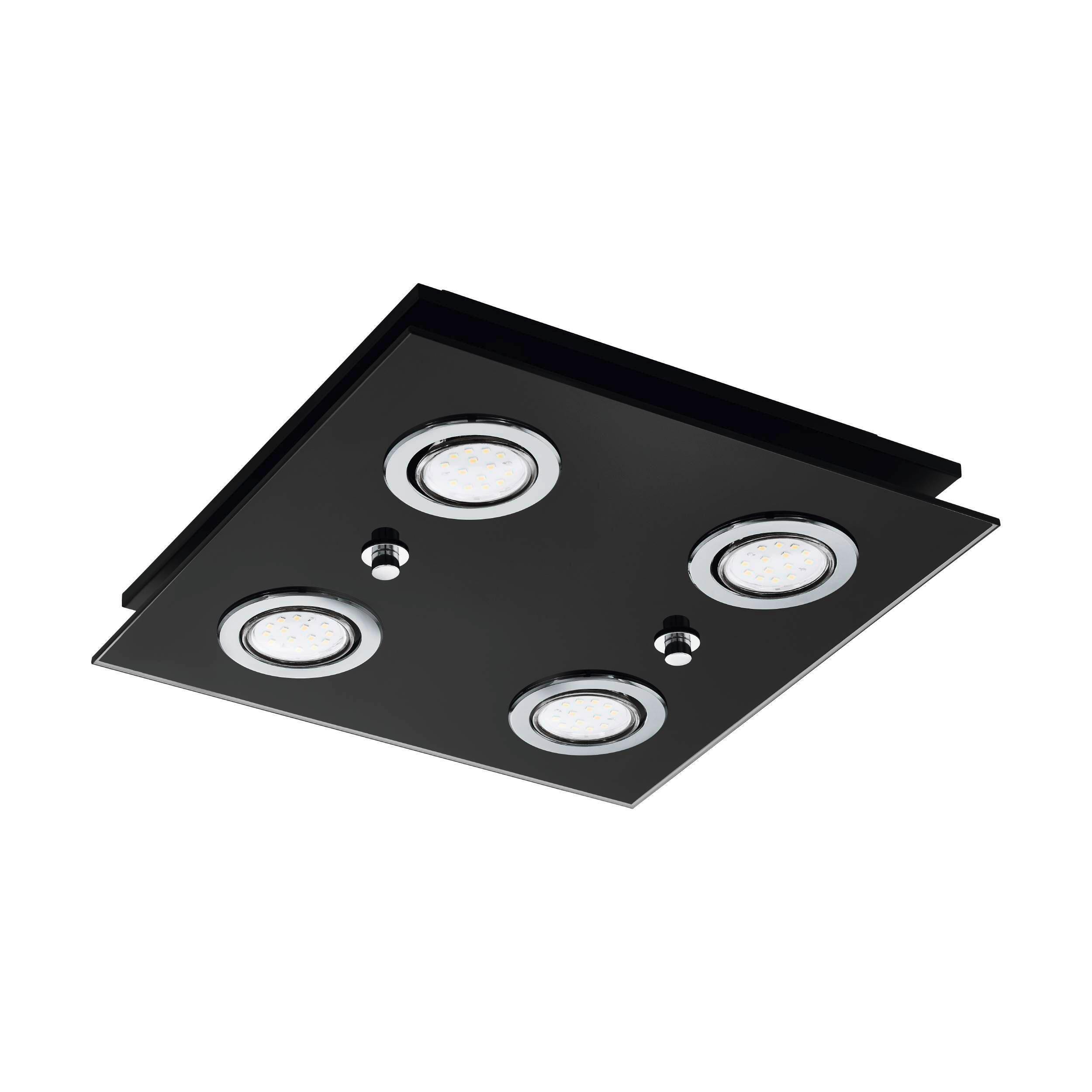 Deckenleuchte 33804 Grattino Schwarz - Schwarz, Basics, Glas/Metall (29/29/7cm) - Eglo