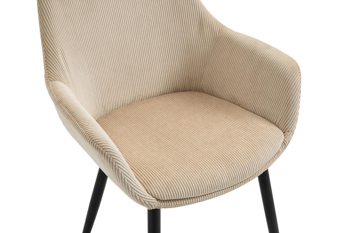 Set Naslanjačev Cord, Bež, 2-Delni - črna/bež, Moderno, kovina/tekstil (64/86/59cm) - Livetastic