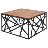 COUCHTISCH ca. 60x60 cm, aus Sheesham - Sheeshamfarben/Schwarz, Design, Holz/Metall (60/60/35cm) - MID.YOU