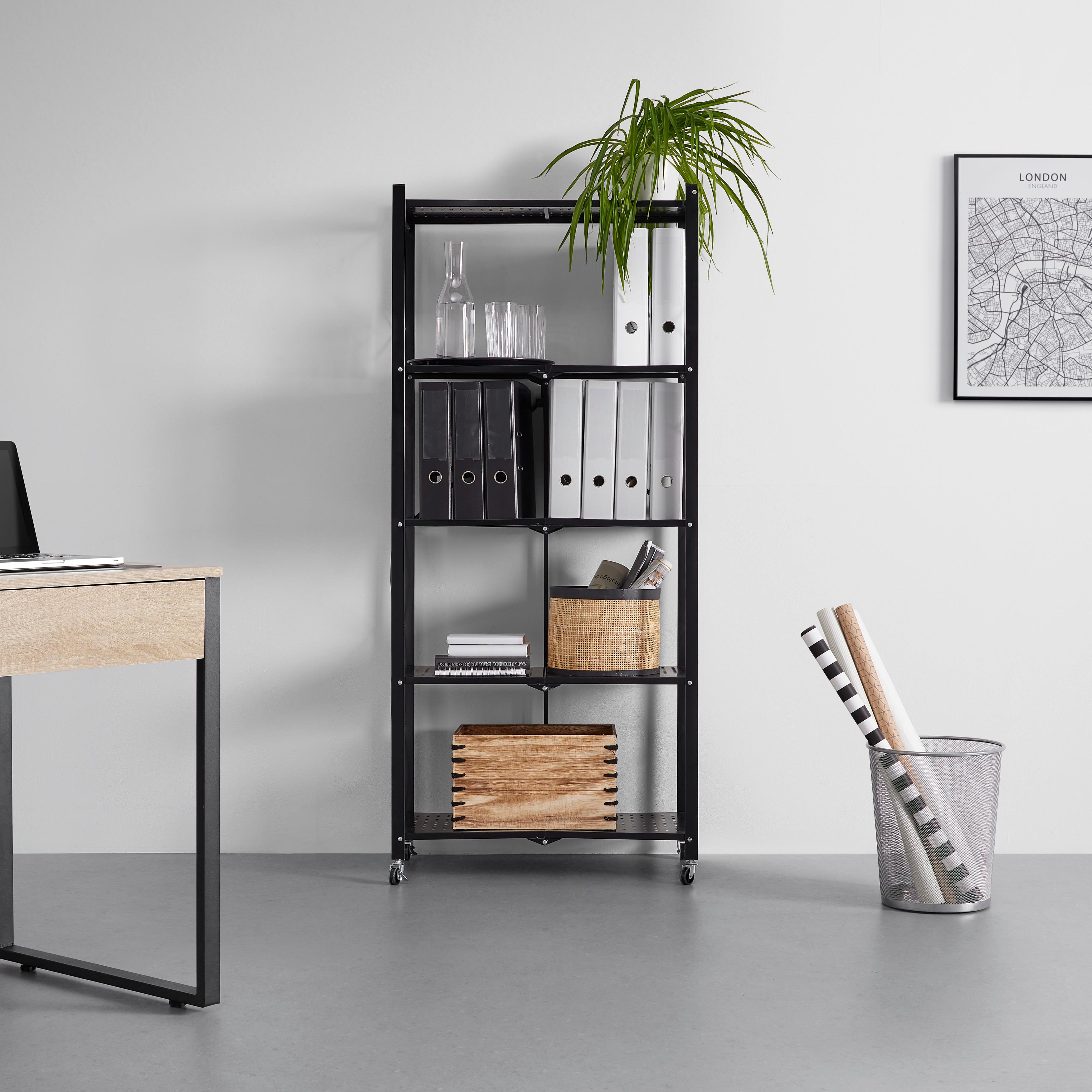 Rollwagen "Sandro", klappbar, schwarz - Schwarz, MODERN, Kunststoff/Metall (72/163/36cm) - Bessagi Home
