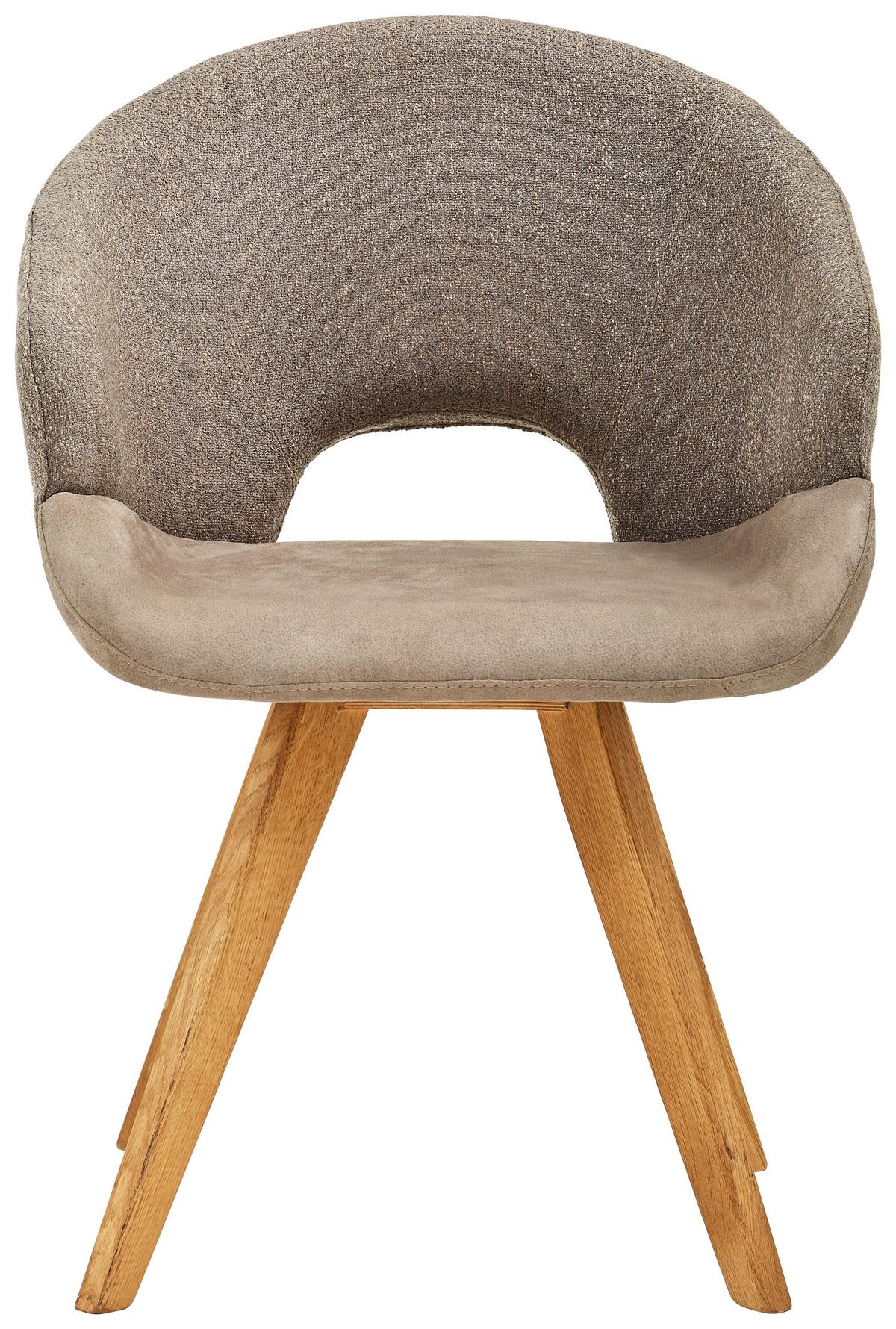 KRZESŁO Z PODŁOKIETNIKAMI RINCON - kolor dębowy/kremowy, Design, materiał drewnopochodny/tkanina (58/83/59cm) - Linea Natura