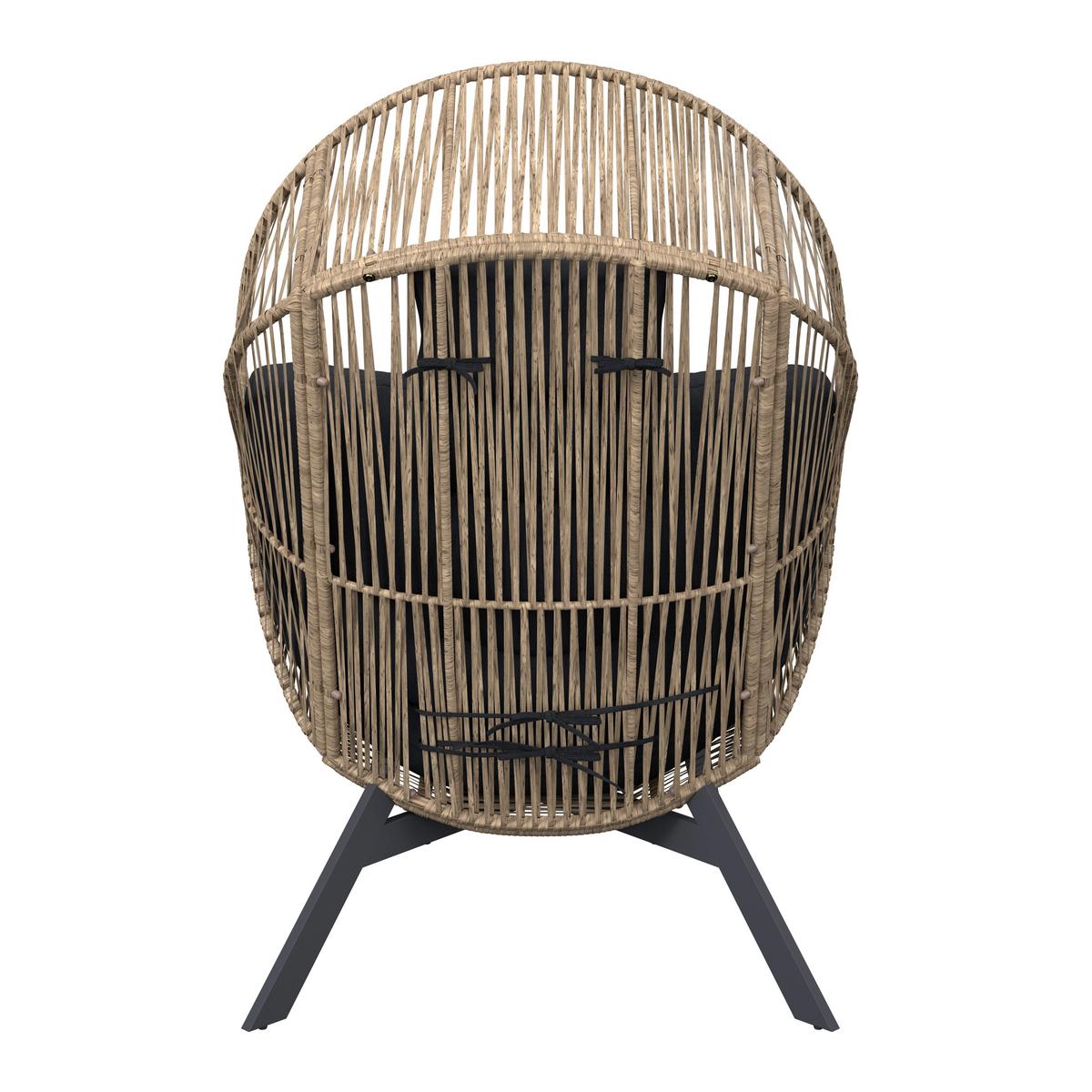 FOTEL TARASOWY WILLI SCHWARZ - kolor naturalny/czarny, Design, tworzywo sztuczne/metal (96/140/101cm) - Ambia Garden