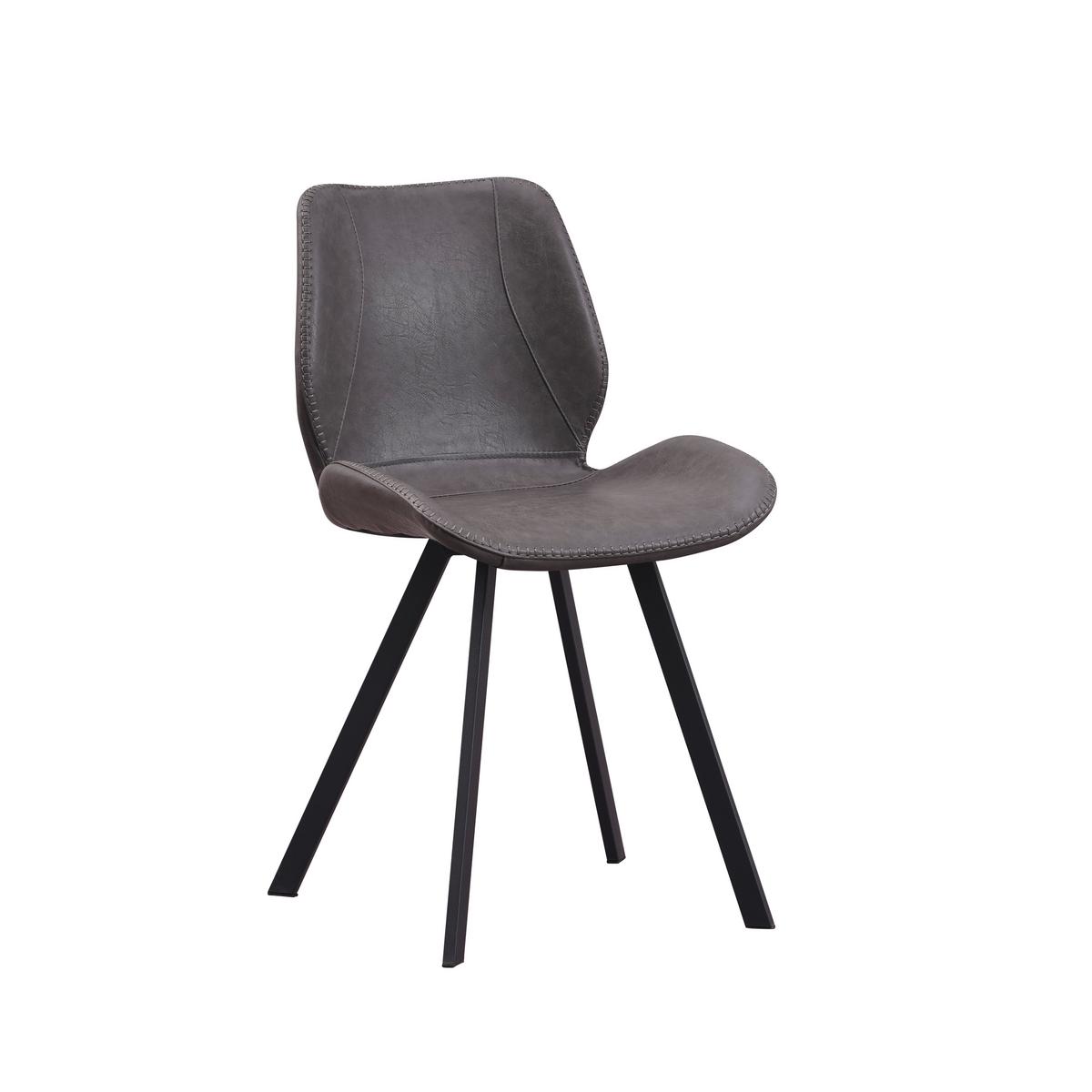 Stuhl-Set Barona 4er-Set Anthrazit Lederlook - Anthrazit/Schwarz, MODERN, Textil/Metall (44/80/55cm) - MID.YOU