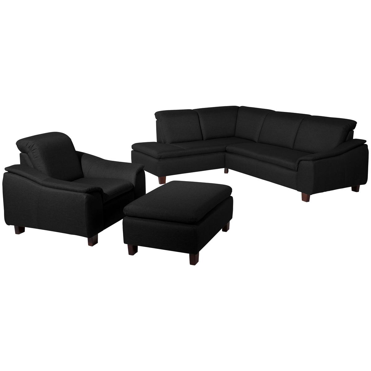 ECKSOFA AARON - Nussbaumfarben/Schwarz, Design, Holz/Textil (187/247cm) - Max Winzer