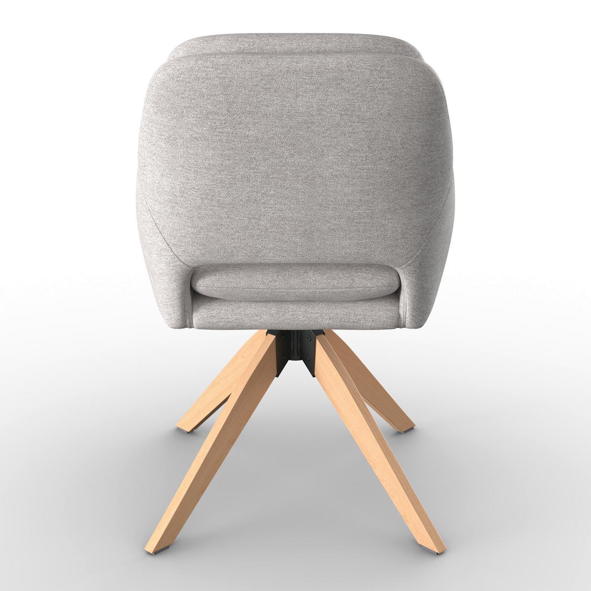 Armlehnstuhl Adrien Greige Webstoff Drehbar Gepolstert - Greige/Naturfarben, MODERN, Holz/Textil (64/59/92cm) - Bessagi Home