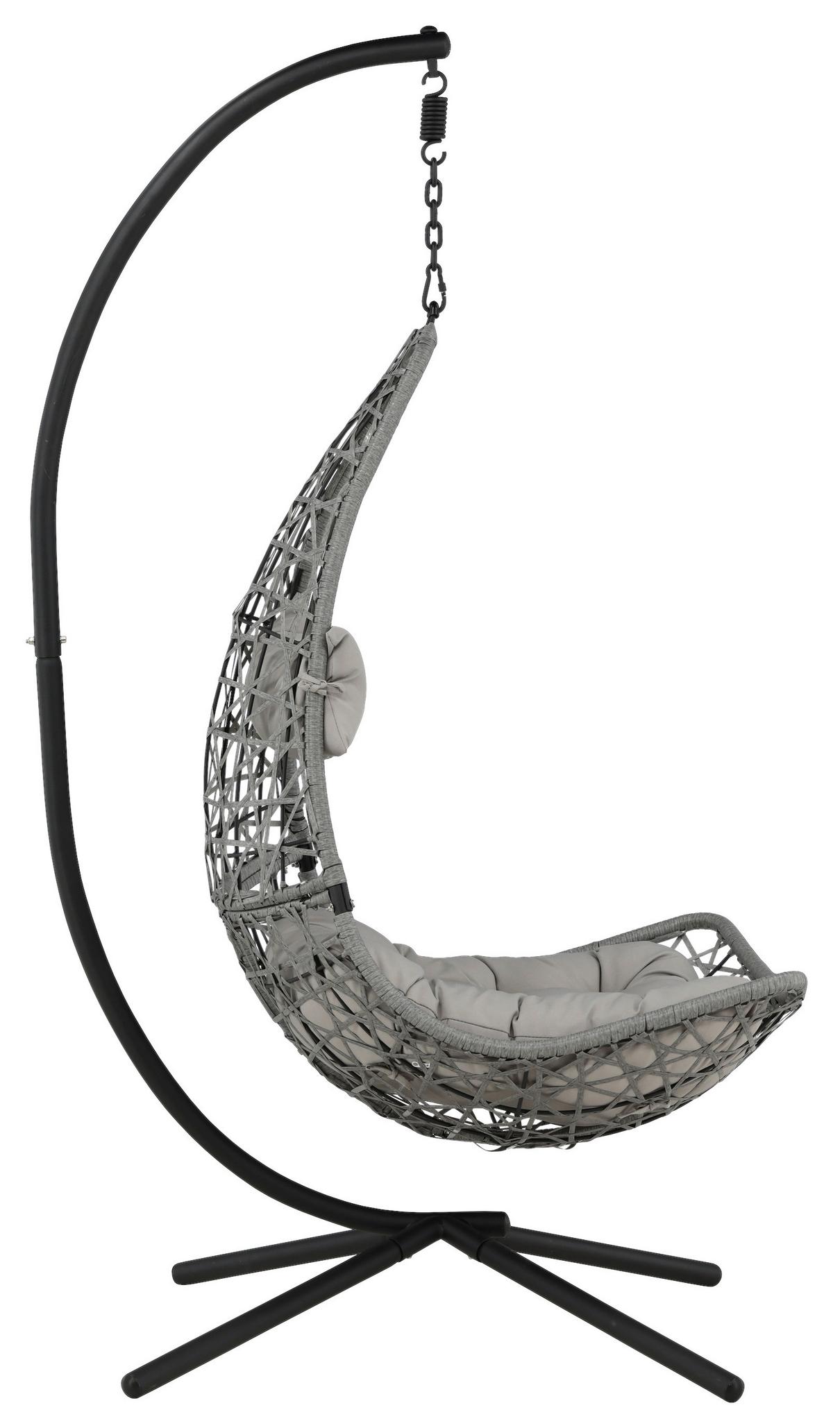 Hängesessel Edinburgh ca. 132x205x130cm Grau/Schwarz - Schwarz/Grau, KONVENTIONELL, Kunststoff (132/205/130cm) - Gardenson