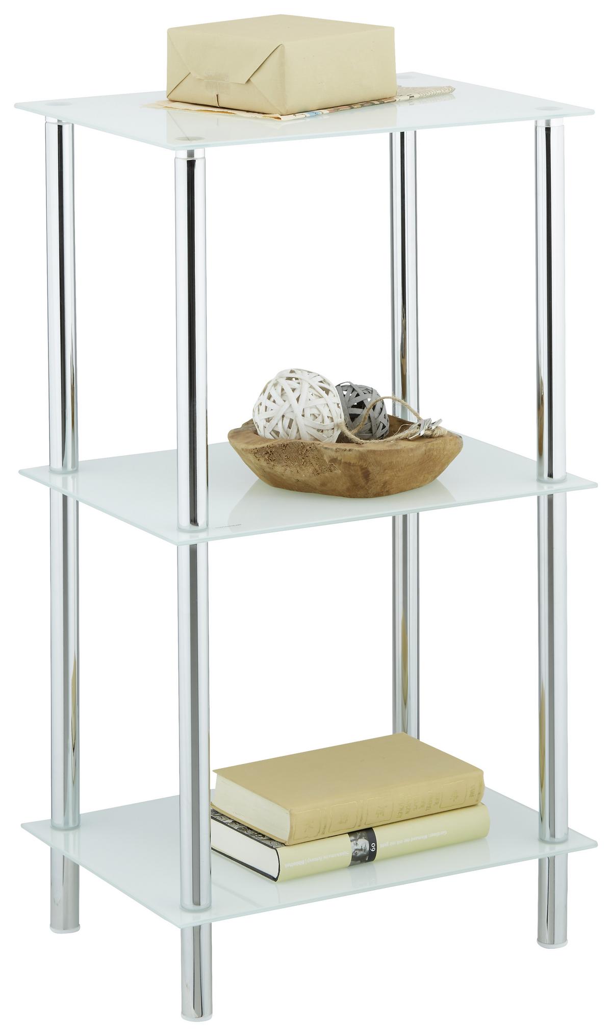 Regal Weiss - Chromfarben/Weiss, Modern, Glas/Metall (40/72/30cm) - Mömax