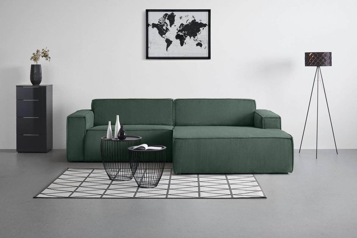 Wohnlandschaft Loft in Dunkelgrün - Dunkelgrün/Schwarz, MODERN, Kunststoff/Textil (265/75/172cm) - Mömax