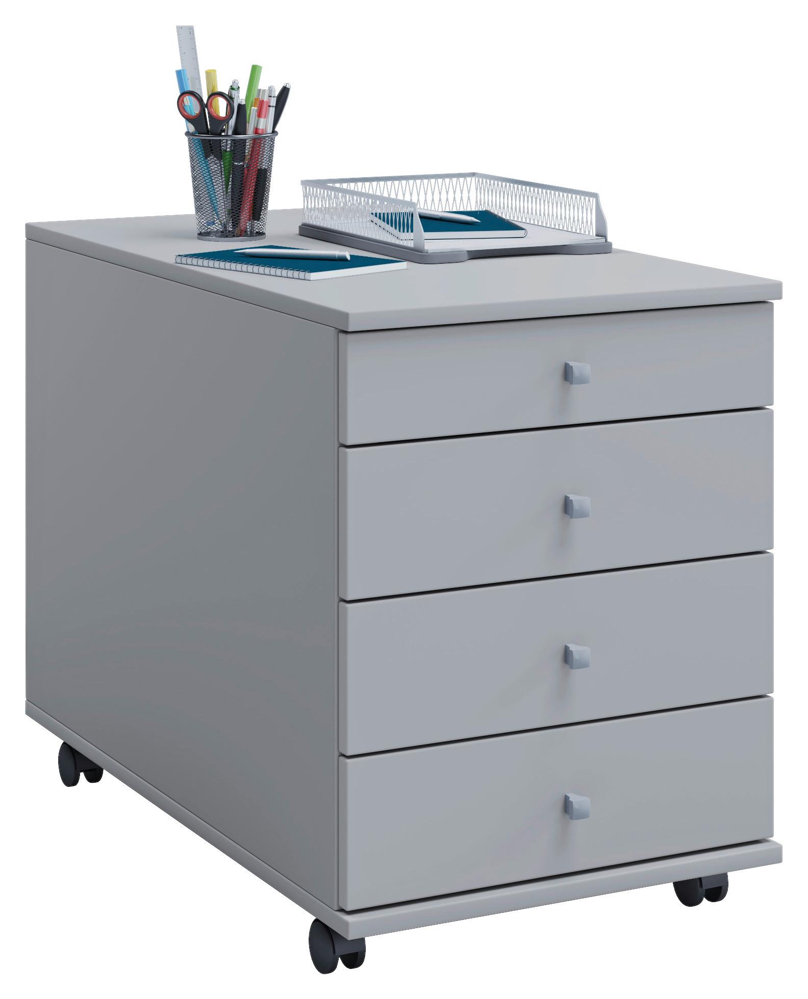 Predalnik Lona Maxi, Siva - srebrne barve/siva, Basics, umetna masa/leseni material (42/57/80cm) - MID.YOU