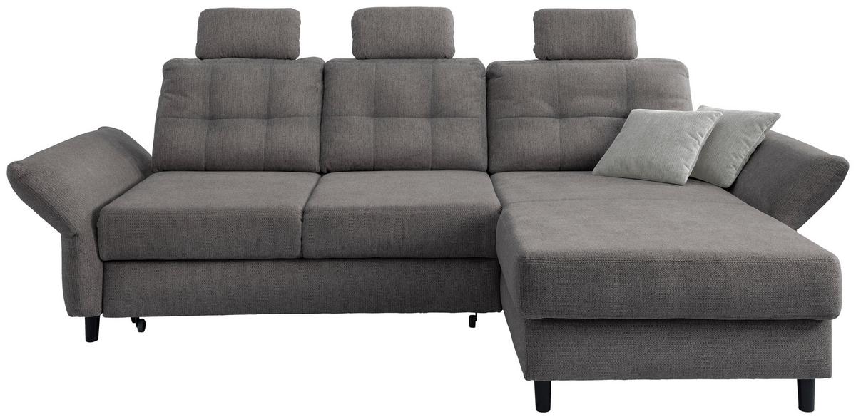 Wohnlandschaft Brizzini Graubraun Chenille - Graubraun/Hellgrau, MODERN, Holz/Textil (250-280/176cm) - Livetastic