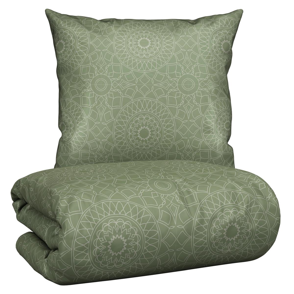 Bettwäsche Elisa in Grün ca. 135x200cm - Beige, MODERN, Textil (135/200cm) - Premium Living
