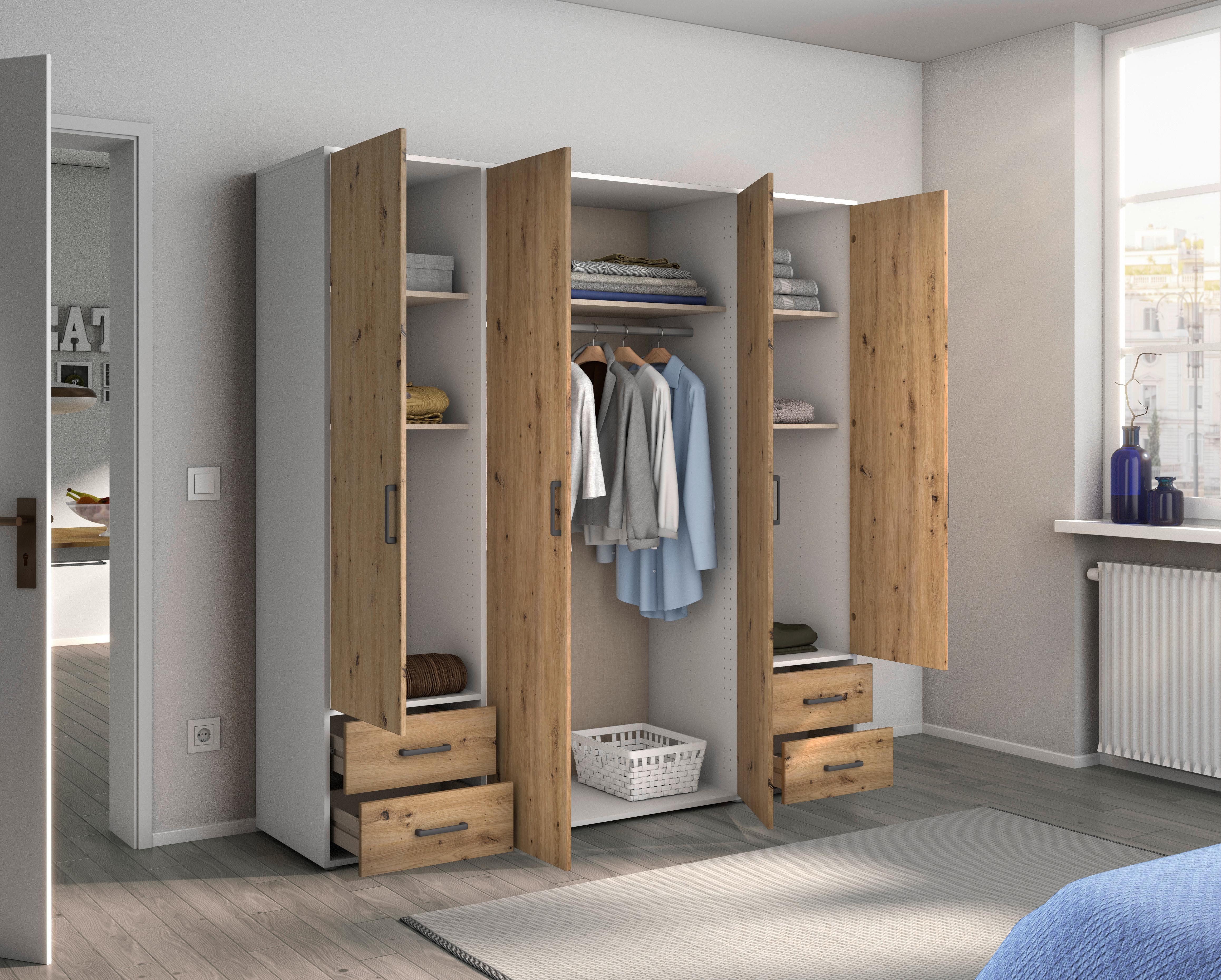 DULAP USI ROTATIVE VOYAGER - alb/stejar Artisan, Modern, material pe bază de lemn (187/194/53cm) - Modern Living