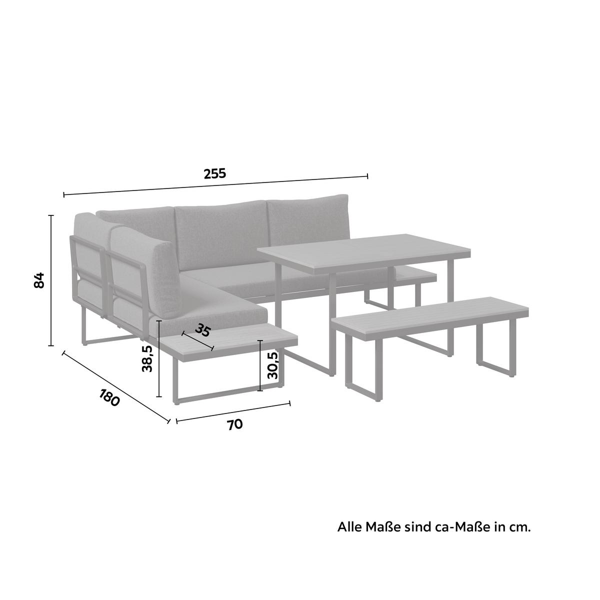 Kerti Garnitúra Hottie - natúr színű/sötétszürke, Modern, műanyag/textil (115/70/66cm) - Mömax