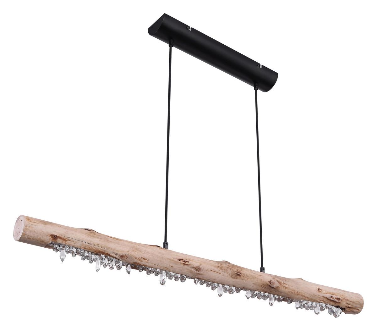 Hängeleuchte Felicitas in Naturfarben max. 15 Watt - Schwarz/Naturfarben, Basics, Holz/Kunststoff (100/8/150cm) - Globo