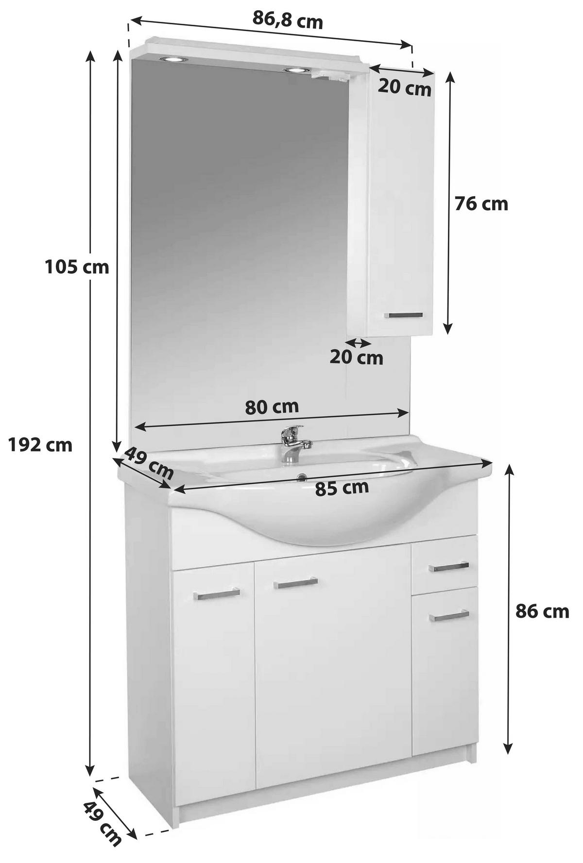 Kuptilo Fiola Bb - bela, Konvencionalno, pločasti materijal/keramika (86,8/192/49cm)