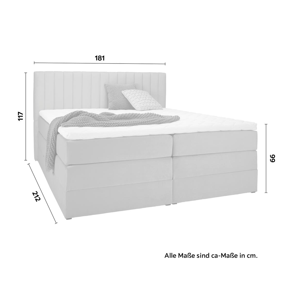 Boxspringbett Simon in Beige ca. 180x200cm - Beige/Schwarz, KONVENTIONELL, Holz/Kunststoff (180/200cm) - Premium Living