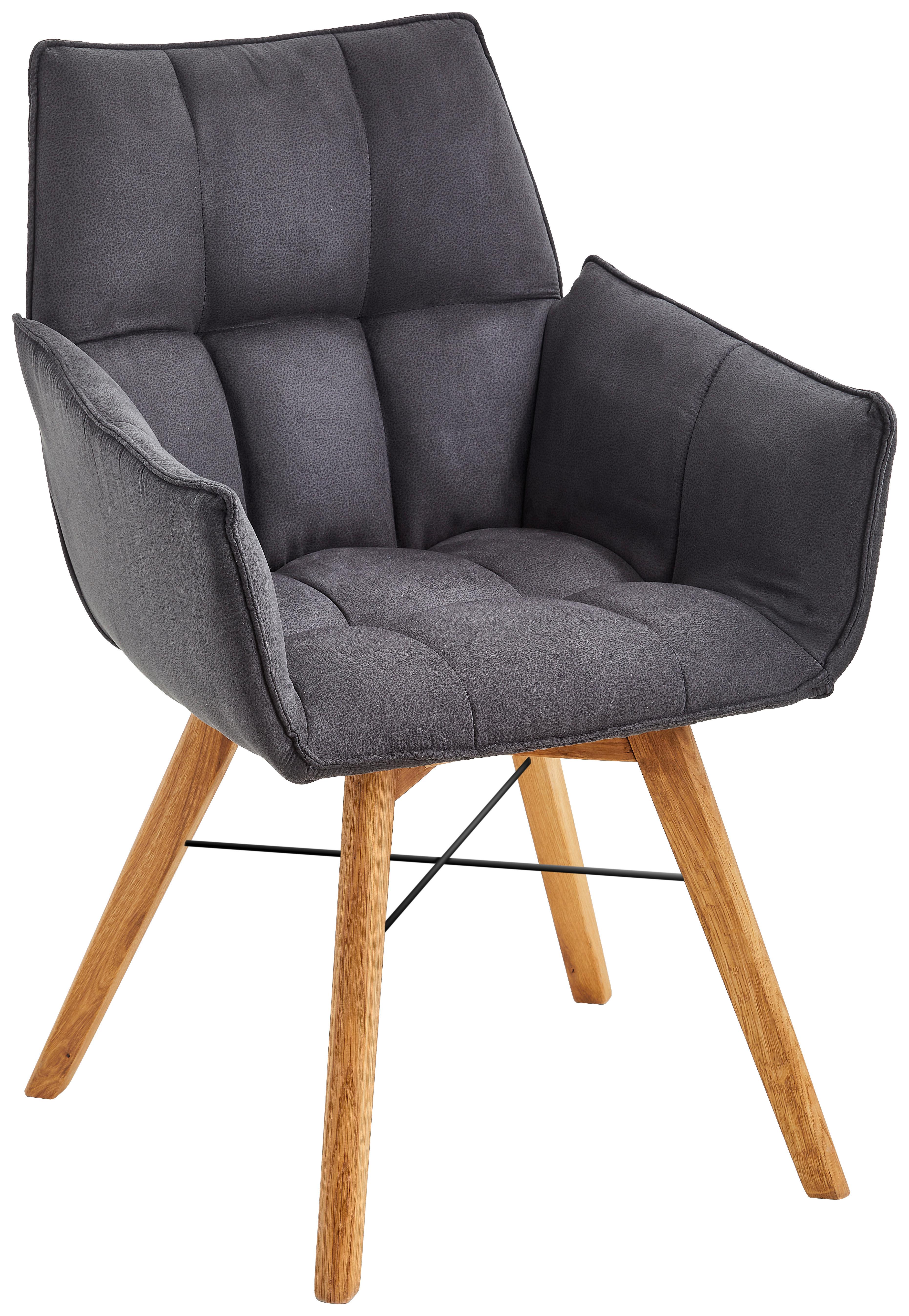 KRZESŁO Z PODŁOKIETNIKAMI BARBADOS - kolor dębowy/czarny, Design, drewno/tkanina (61/87/63cm) - Waldwelt