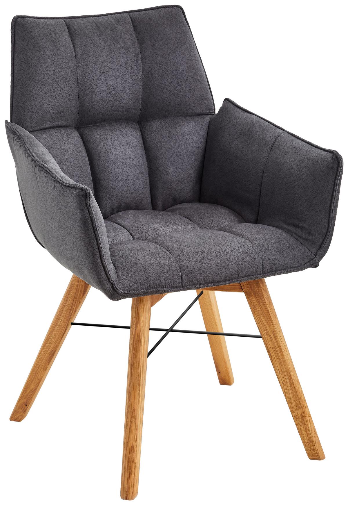 KRZESŁO Z PODŁOKIETNIKAMI BARBADOS - kolor dębowy/czarny, Design, drewno/tkanina (61/87/63cm) - Waldwelt