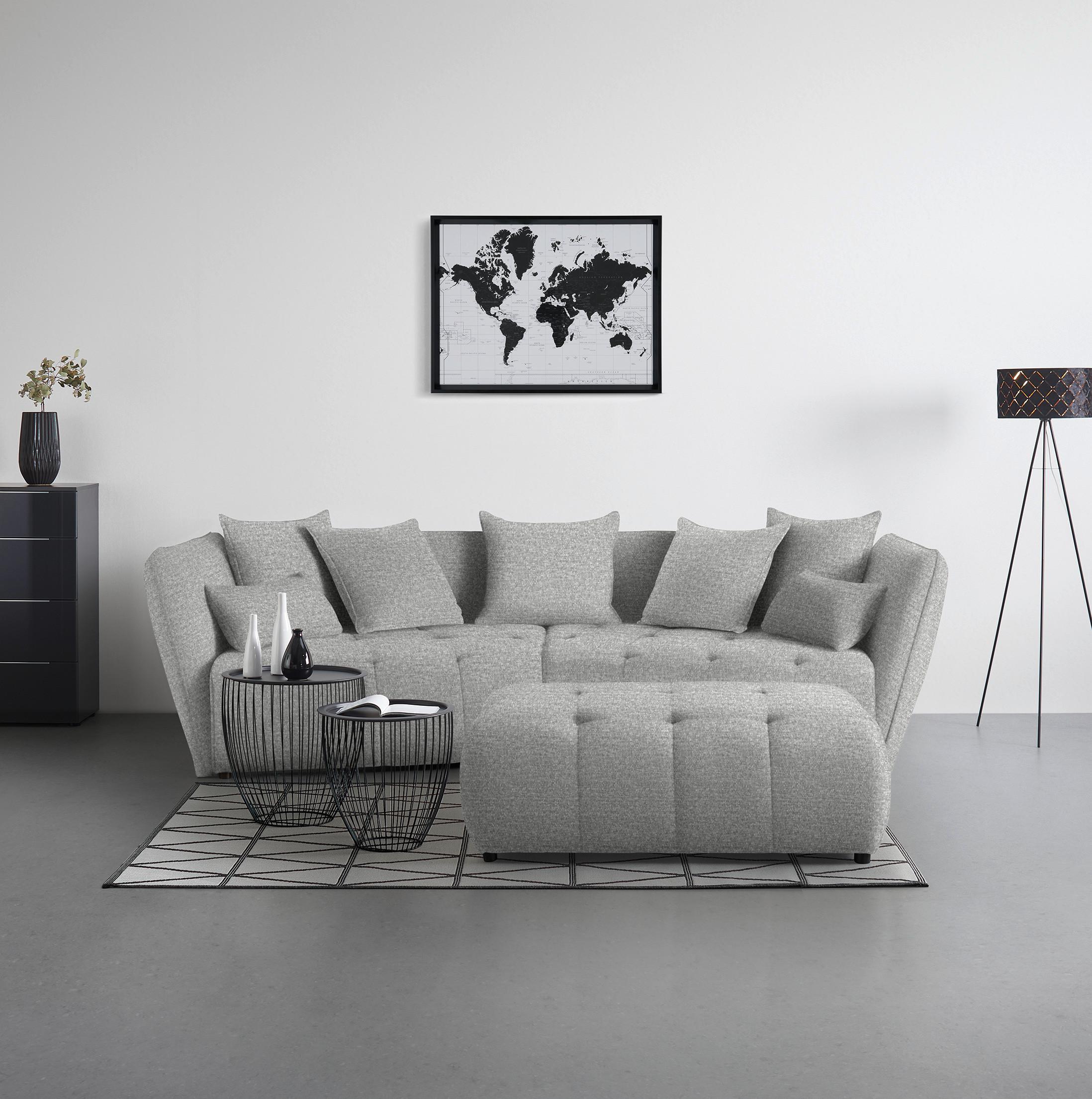 Tabure Sofi - svijetlo siva/crna, Moderno, tekstil (128/48/70cm) - Premium Living
