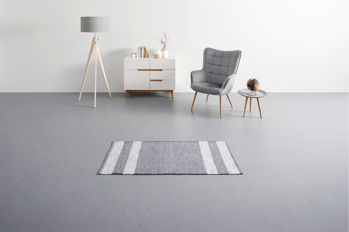 Ročno Tkana Preproga Elisa - temno siva/bela, Moderno, tekstil (60/120cm) - Modern Living