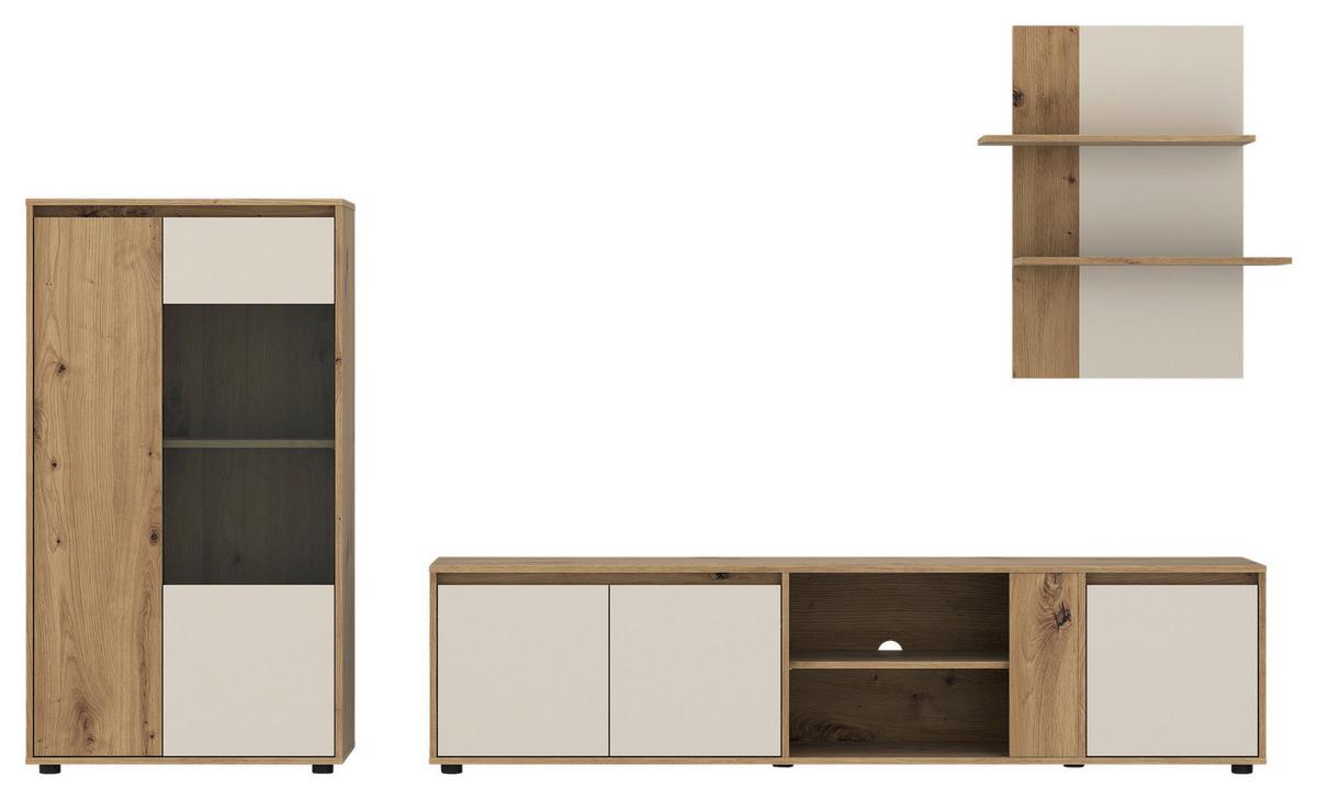 Regal Za Dnevni Boravak Caneva - kašmir/hrast Artisan, Moderno, staklo/drvni materijal (276/133,5/40cm) - Modern Living