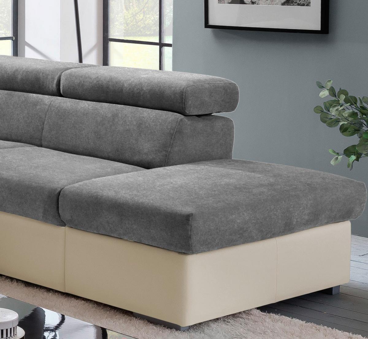 Wohnlandschaft Milla Anthrazit/Braun ca. 252x217 cm - Anthrazit/Braun, Basics, Holz/Textil (252/217cm) - MID.YOU
